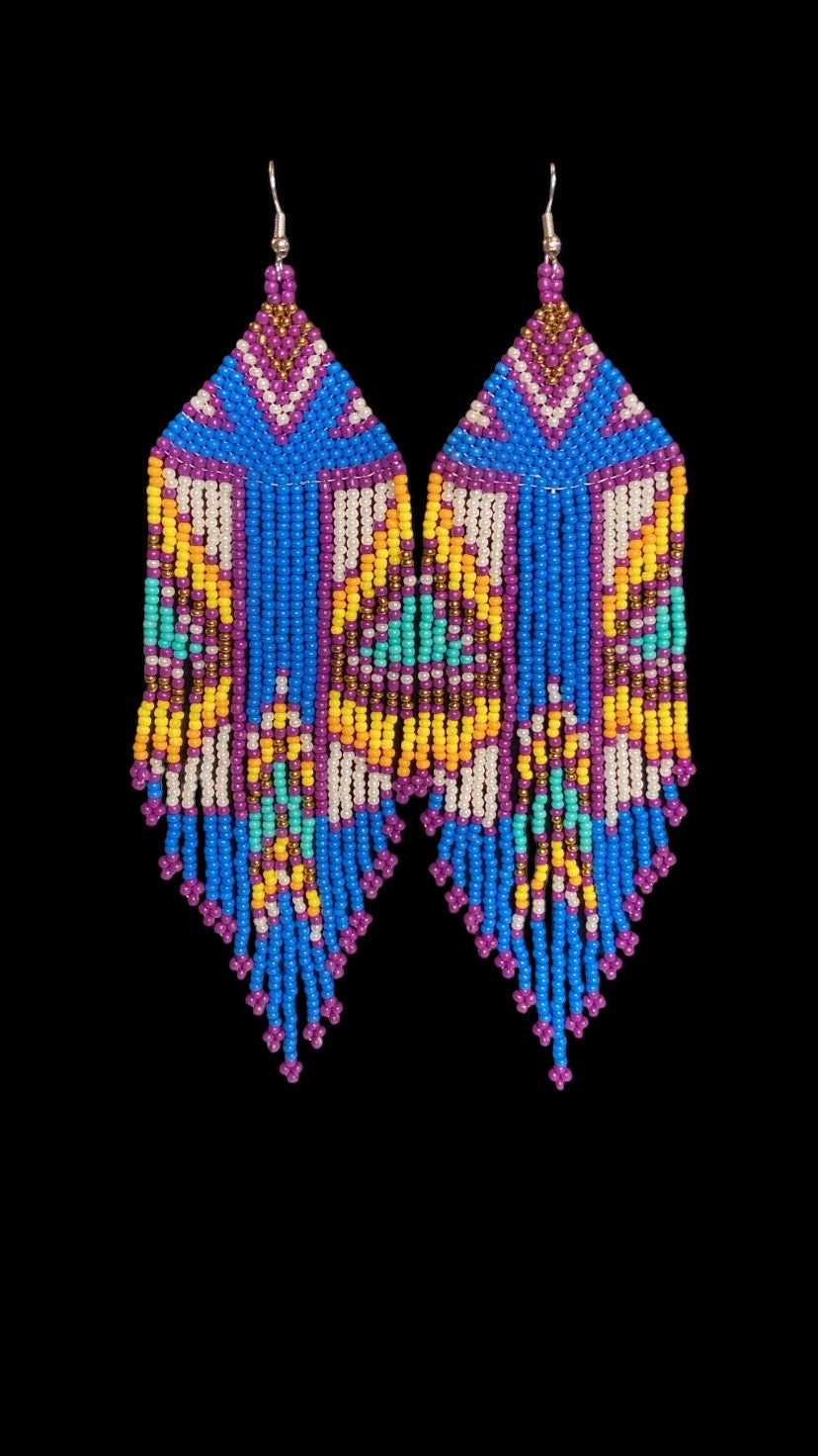 BoHo Earrings in Purple, Yellow, and Royal Blue