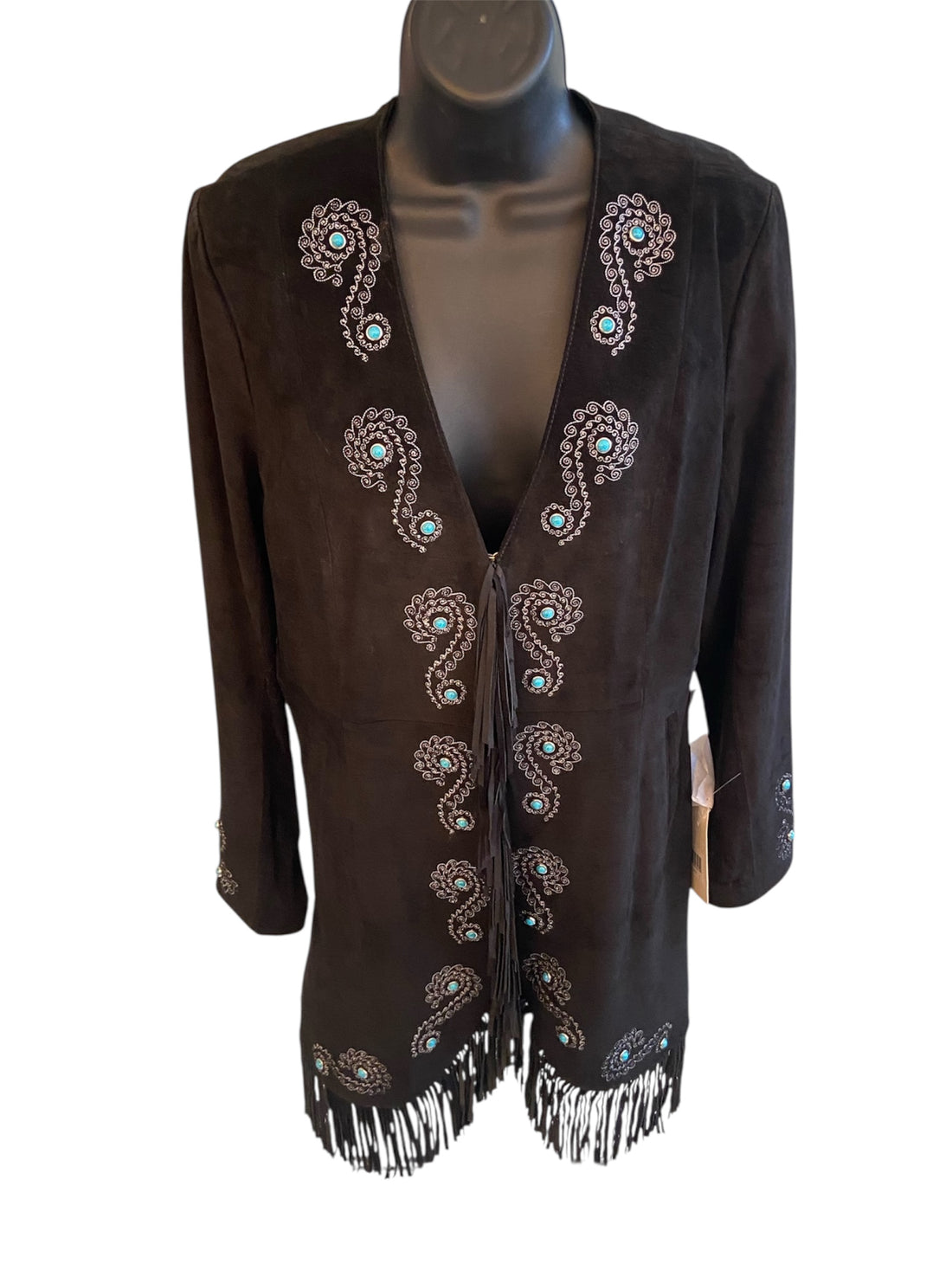 Cat’s Closet: Scully Black Leather Jacket with Turquoise accents