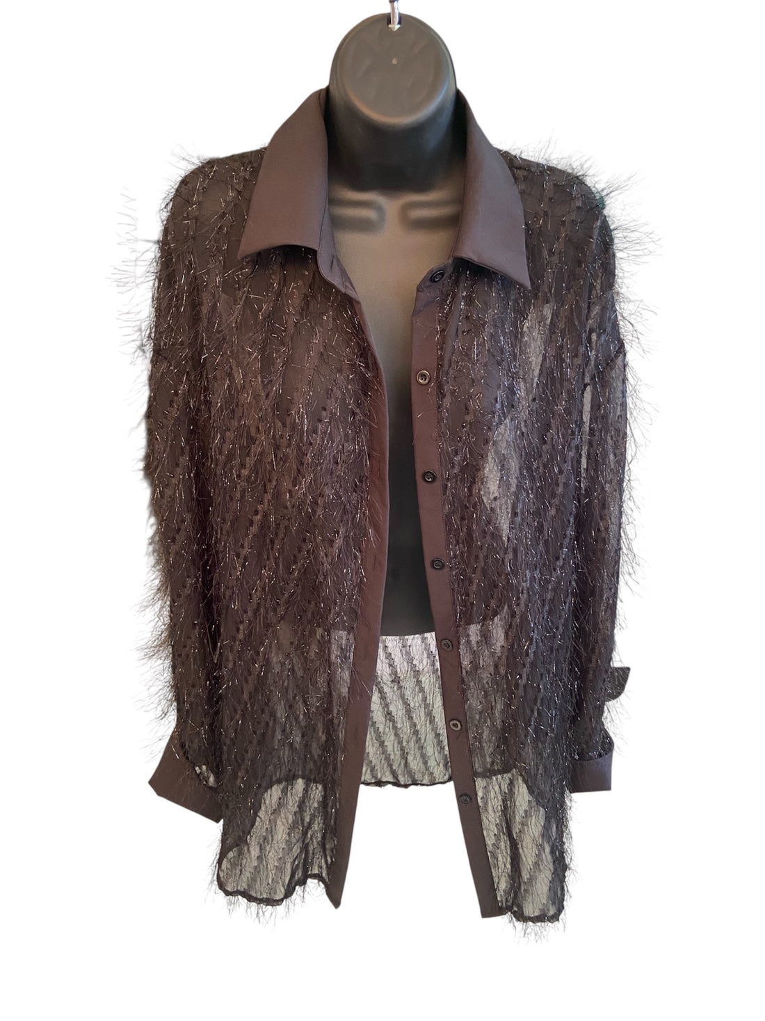 Cat’s Closet: Black Sparkling Fringe Top with Popped Color